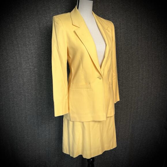 Vintage Pendleton Women’s Blazer And Pencil Skirt 100% Virgin‎ Wool Yellow Sz. 4 - Picture 2 of 16